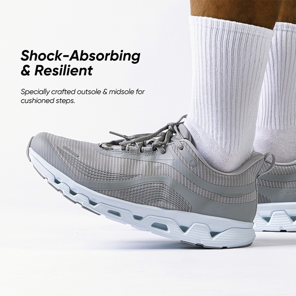 [MovePlush] Men's Cushioned Mesh Lifestyle Sneakers - GREY - 3